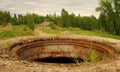 Old rocket base with shafts in Vainode, Latvia Royalty Free Stock Photo