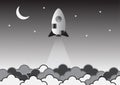 Old rocket on space creative idea. Vector. Illustration. Royalty Free Stock Photo