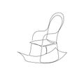 Old rocking chair one line art. Continuous line drawing of new year holidays, christmas, rest, weekend, pensioners