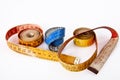 Old rolled measure tapes Royalty Free Stock Photo