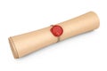 Old Rolled Paper with Seal with Sealing Wax. 3d Rendering Royalty Free Stock Photo