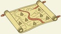 Old Rolled Treasure Map with Path Vector Art, vector design Generative AI Royalty Free Stock Photo