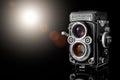 Old Rolleiflex film camera. Bi-optic analog camera. Cagliari, Italy 18 10 2020 Royalty Free Stock Photo