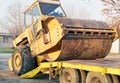 The old roller furling truck concreting of roads Royalty Free Stock Photo