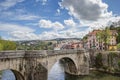 Old Roman bridge over river Tamega in Amarante Royalty Free Stock Photo