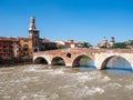 old roman bridge in Verona spans the river Etsch Royalty Free Stock Photo