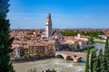 old roman bridge in Verona spans the river Etsch Royalty Free Stock Photo