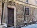 Old roman columns inside medieval building in rome Royalty Free Stock Photo