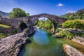 Old Roman stone bridge in Cangas de Onis (Asturias), Spain Royalty Free Stock Photo