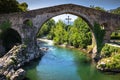 Old Roman stone bridge in Cangas de Onis (Asturias), Spain Royalty Free Stock Photo