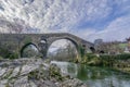 Old Roman stone bridge in Cangas de Onis, Asturias , Spain Royalty Free Stock Photo