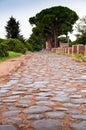 Old roman stony street at Ostia Antica - Rome Royalty Free Stock Photo