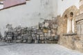 Old roman surrounding wall of the castra regina in Regensburg, Germany Royalty Free Stock Photo