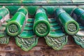 Old roof of Chinese temple with beautiful green glazed tile pattern at the Temple of Heaven in Beijing, China Royalty Free Stock Photo