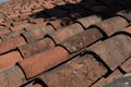 old roof with close-up of the old canal tiles