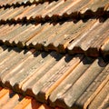 old roof in italy the line and texture of diagonal architecture Royalty Free Stock Photo