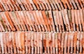 Old roof tiles background in Chinese temple Royalty Free Stock Photo