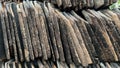 Old clay tile tiles stacked Royalty Free Stock Photo