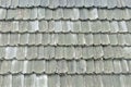 Old roof with wooden shingles. Texture. Close-up Royalty Free Stock Photo