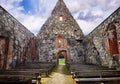 Old roofless church ruins on a beautiful sunny mid-summer day in Finland