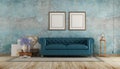 Old room with blue calssic sofa Royalty Free Stock Photo