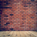 Old room interior and brick wall with wood floor, vintage Royalty Free Stock Photo