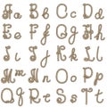 Old rope alphabet from a to t Royalty Free Stock Photo