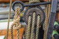 Old rope on sailing boat Royalty Free Stock Photo