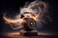 An old rotary dial phone exploding with sparks of electricity, Generative AI