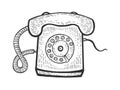 Old rotary dial phone sketch engraving vector Royalty Free Stock Photo