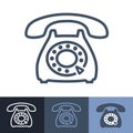 Old Rotary Phone Outline Icon Set