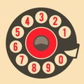 Old rotary phone, retro telephone disk dial, vintage telephone dialer Royalty Free Stock Photo