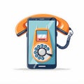 Old rotary phone transforms into modern smartphone, communication technology evolution Royalty Free Stock Photo