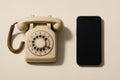 Old rotary phone vs modern smartphone Royalty Free Stock Photo