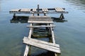 Old rotten boat bridge in a ghost town Royalty Free Stock Photo