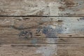 Old rough horizontal wooden pattern with traces of paint Royalty Free Stock Photo