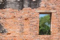 Old rough red brick wall with window background texture Royalty Free Stock Photo