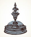 Old round fountain. Vector drawing Royalty Free Stock Photo