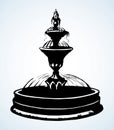 Old round fountain. Vector drawing Royalty Free Stock Photo