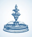 Old round fountain. Vector drawing Royalty Free Stock Photo