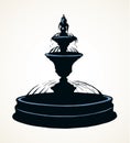 Old round fountain. Vector drawing Royalty Free Stock Photo