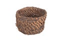 Old round wicker willow basket isolated on white background Royalty Free Stock Photo