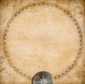 Old round world map and compass 3d illustration Royalty Free Stock Photo