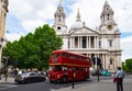 London red bus in front of St Pauls Cathedral Royalty Free Stock Photo