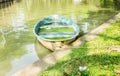 Old rowboat in canal, plastic rowboat