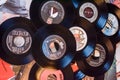 Old 45 rpm single records, backgrounds with modern touch