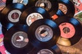 Old 45 rpm single records, backgrounds with modern touch