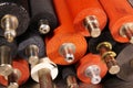 Old rubber rollers from fusers of laser printers and copiers Royalty Free Stock Photo