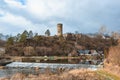 Old ruin in Dobronice u Bechyne and Luznice river. Czechia Royalty Free Stock Photo