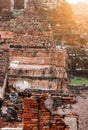 The old ruin of Mahathat temple,historic site in Ayuttaya province,Thailand. Royalty Free Stock Photo